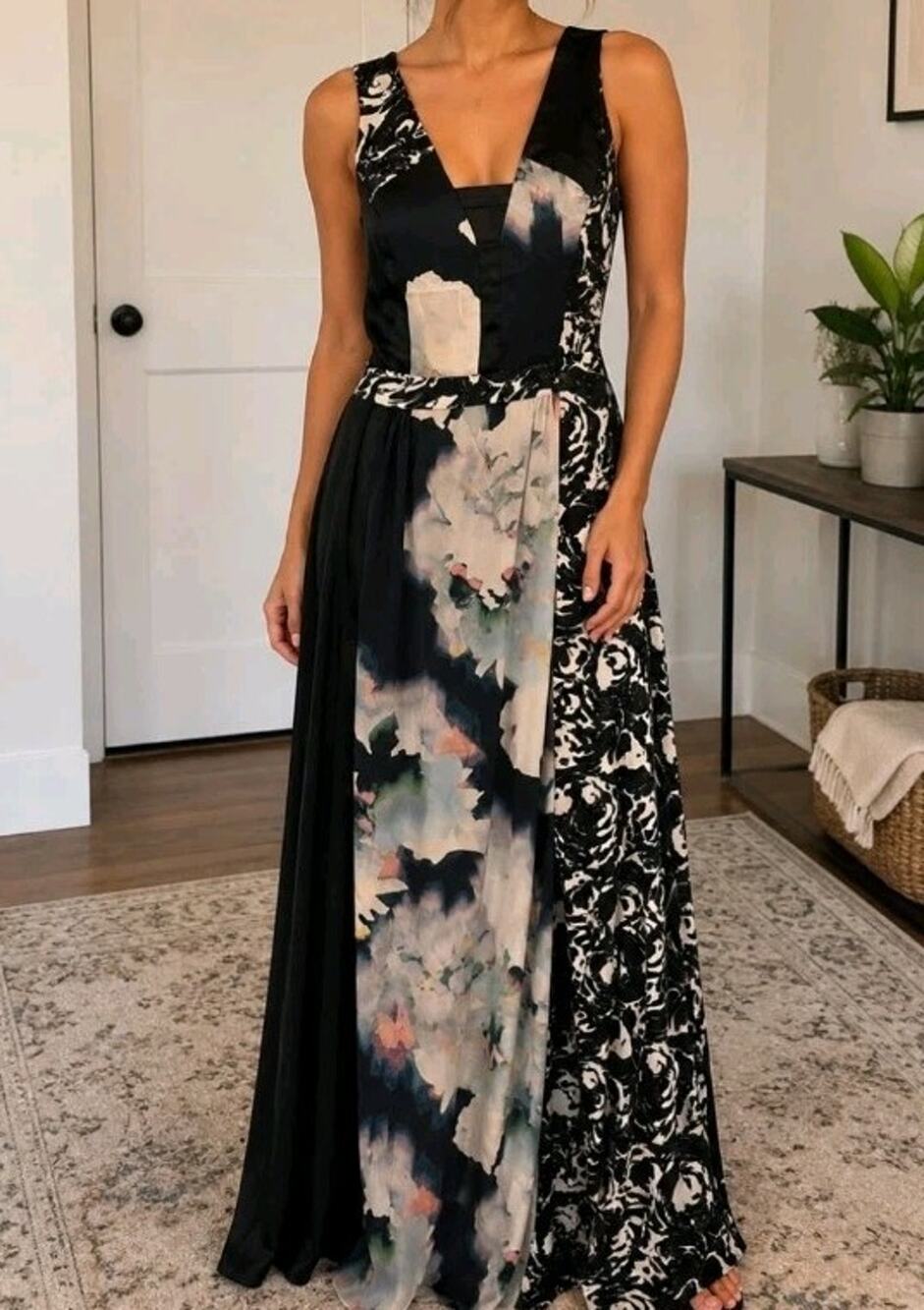 ANTHROPOLOGIE LEIFSDOTTIR SILK FLORAL MAXI DRESS SIZE 8